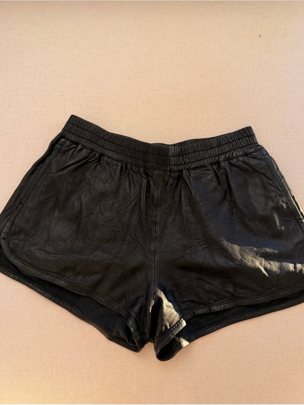Zadig & Voltaire Black Leather Mini Shorts